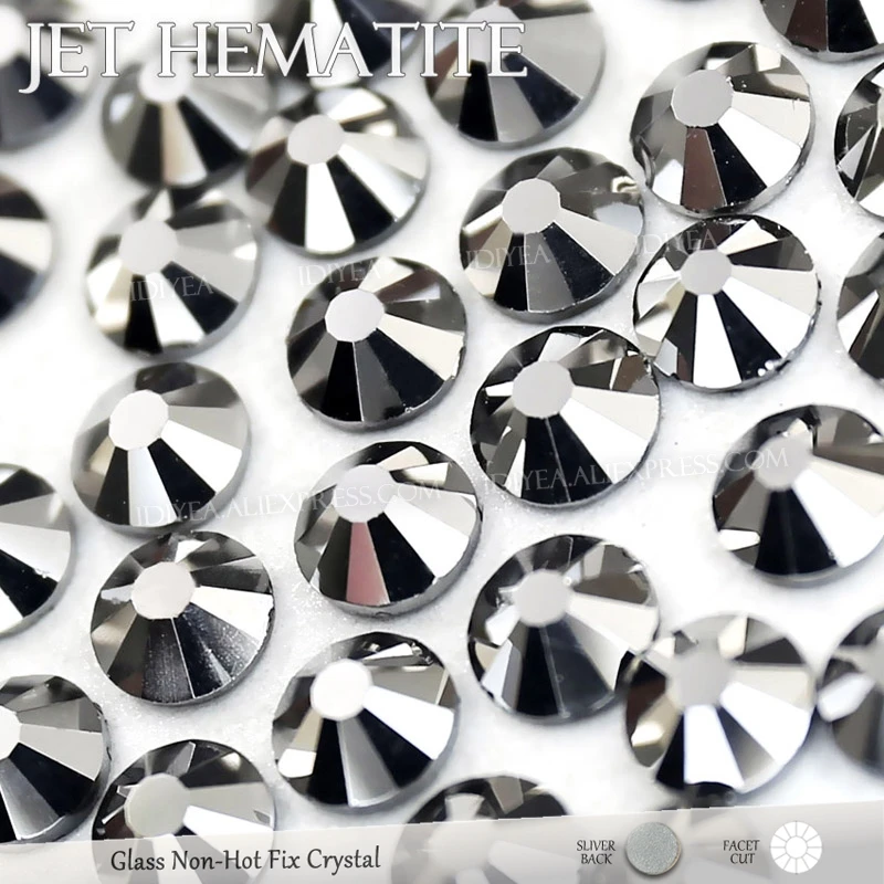 Блестящие черные стразы для рукоделия Jet Hematite 3D кристаллы ногтей блестящие