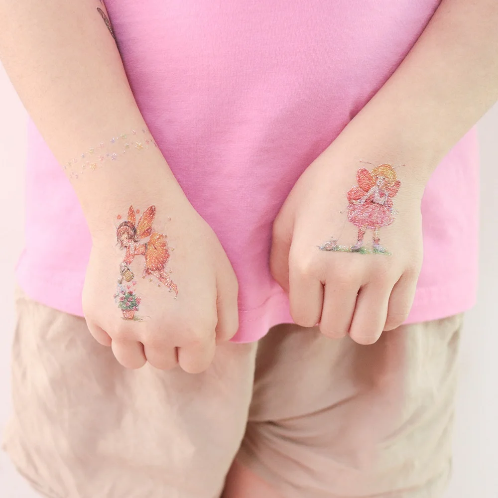 12 видов блестящих детских татуировок мультяшный цветок бабочка сказочные