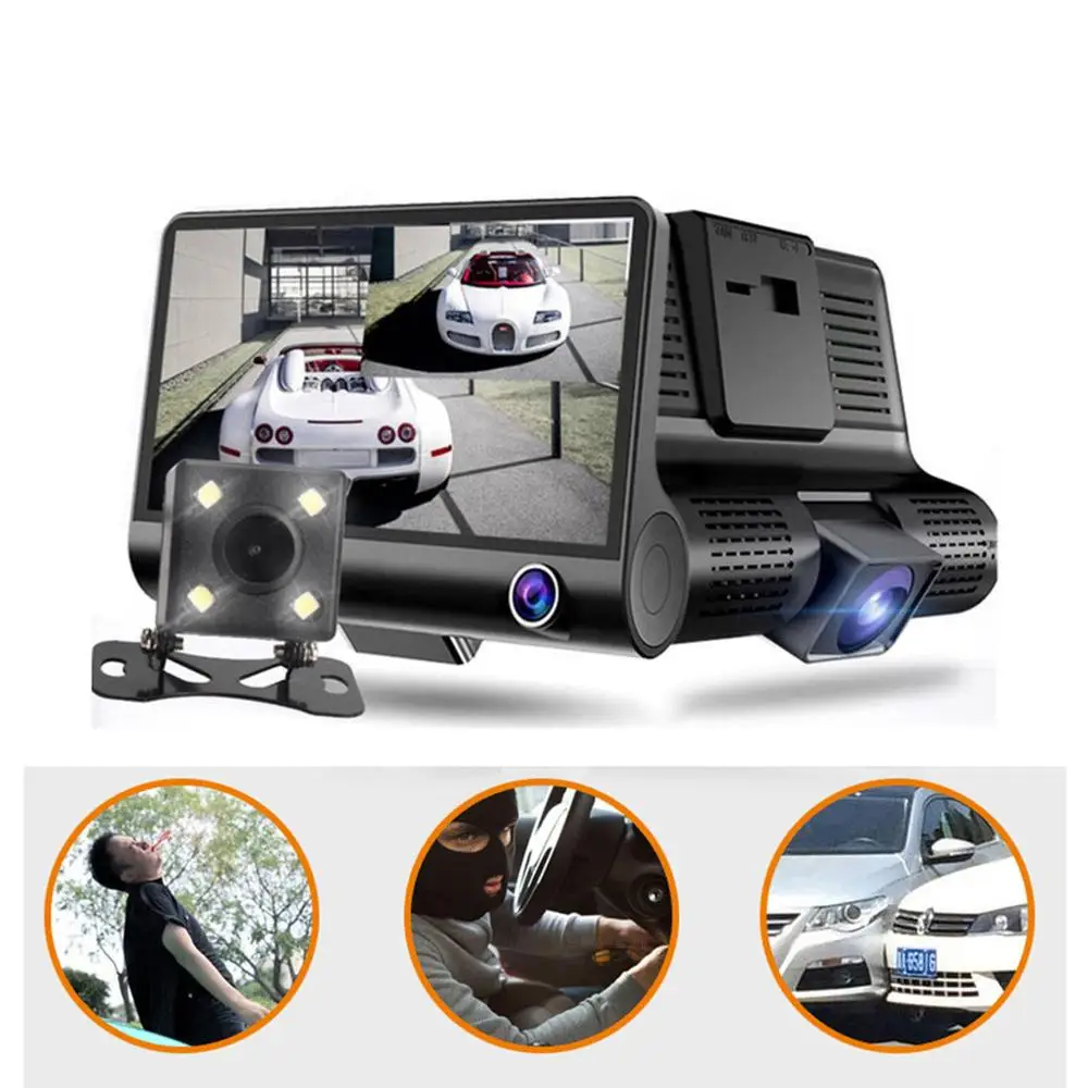 Xecario Dashcam Full HD 1080P Автомобильный видеорегистратор 3 камеры s объектив 4 0 дюймов с