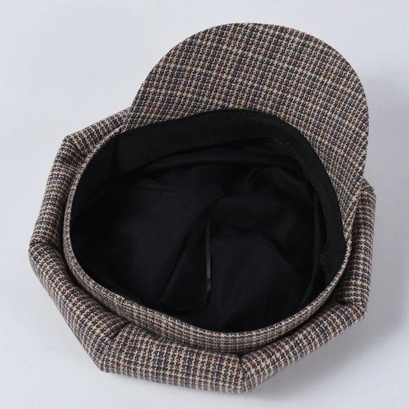 Женская Шерстяная кепка в клетку USPOP винтажная Кепка с восьмиугольным козырьком