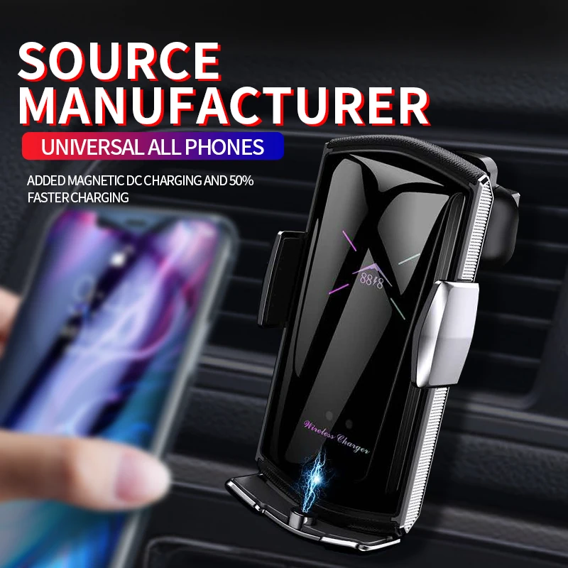 

E6 Car Wireless Fast Charging Mobile Phone Holder Induction Quick Wireless Car Charger for iPhone12 Samsung Galaxy Note Xiaomi
