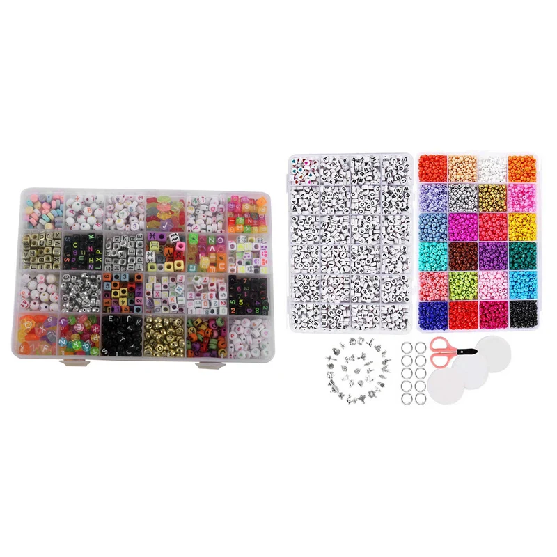 

English Letter Acrylic Beads Square Flat Alphabet Beads Bracelet Necklace & Jewelry Making Kit Beads for Bracelets