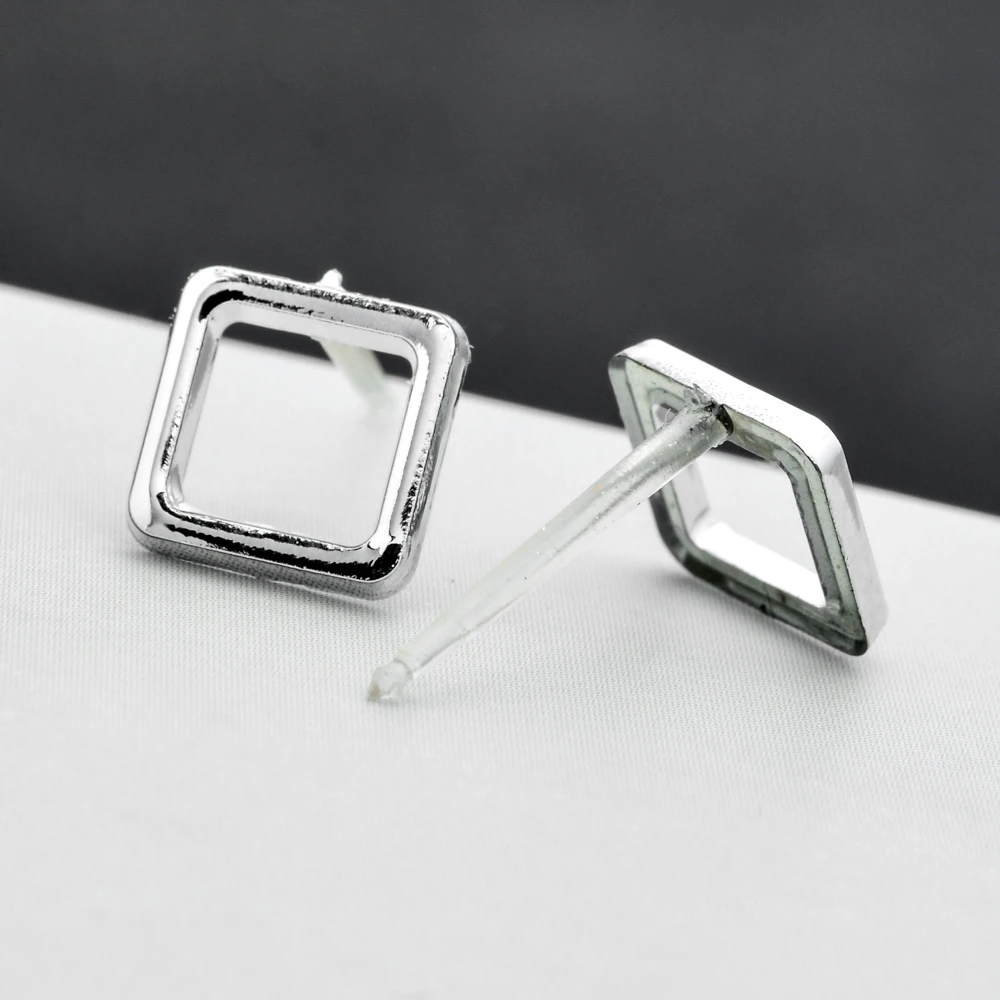 100 пар/лот женские акриловые сережки гвоздики золотого и серебряного цвета набор