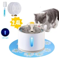 pet cat fountain 2 4l drinking window led automatic dog cat water drinking bowl usb pet drinking dispenser with 3 carton filters