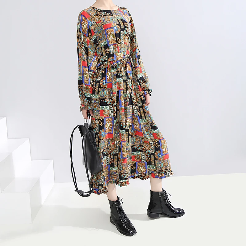 * Новинка 2019 Женское зимнее Модное Длинное Платье до середины икры с принтом