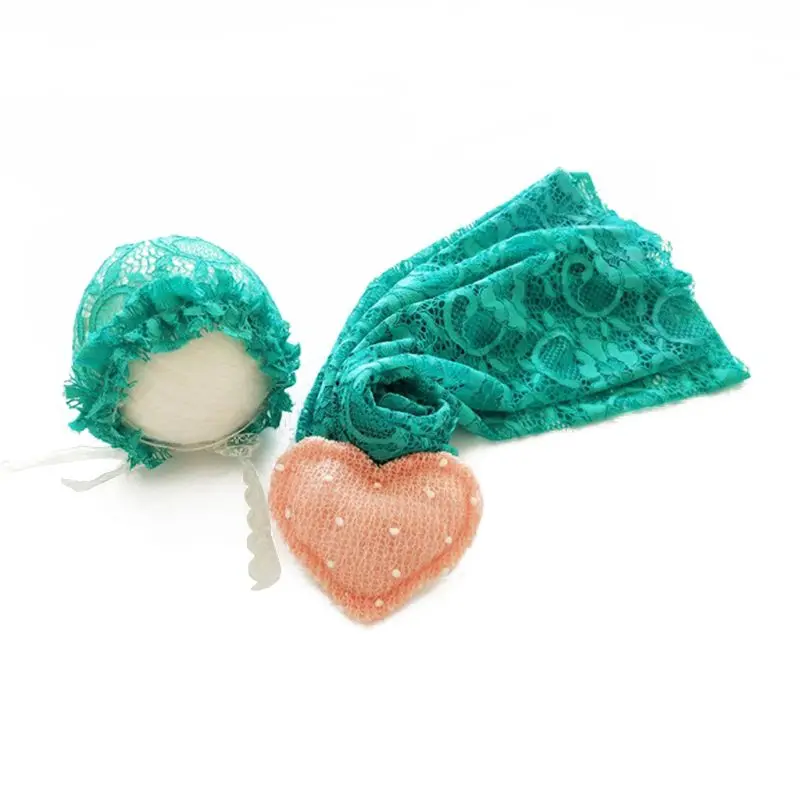 

3pcs/set Newborn Photography Props Blanket Hat Baby Photography Wrap Props Heart Doll Baby Photo Accessories