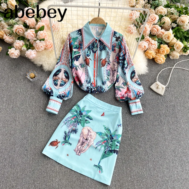 

Женская рубашка с отложным воротником и пышными рукавами + мини-платье в стиле ретро, весна 2021