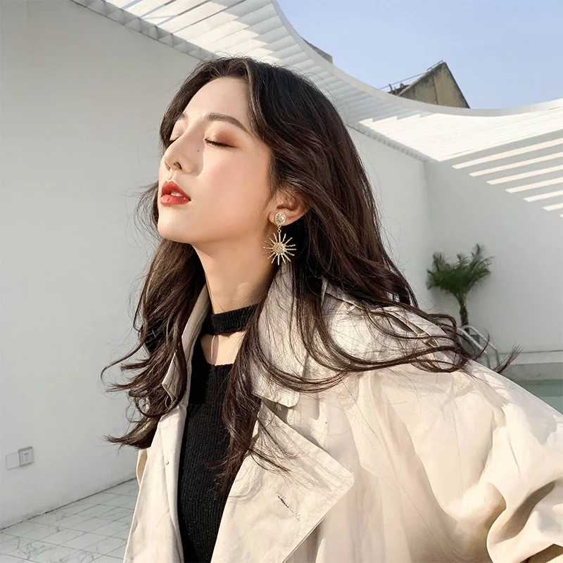 Новые корейские серьги-подвески в виде древних римских цветов со стразами и