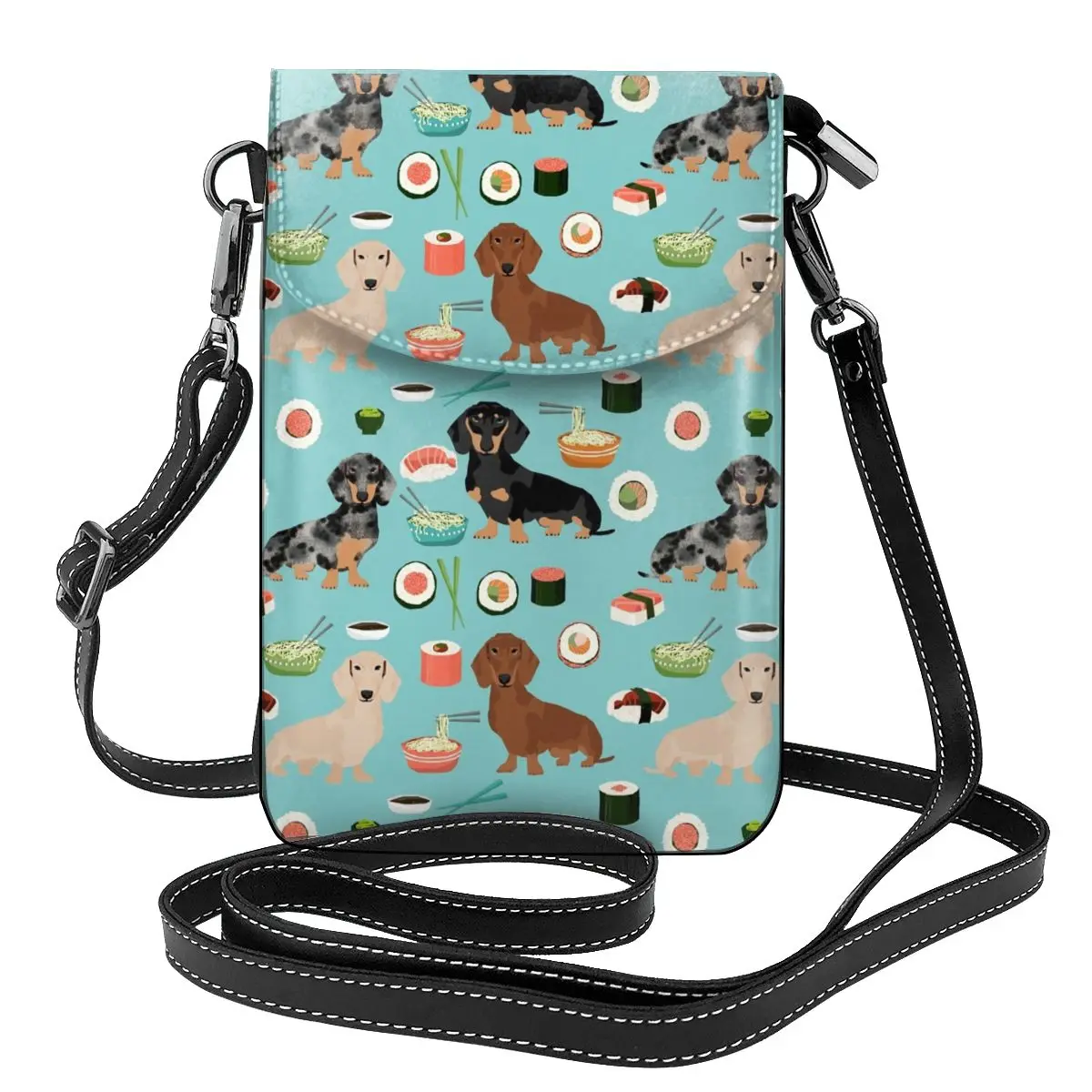 

Dachshund Sushi Dog Breed Shoulder Bag Food Animal School Female Women Bags Fashion Stylish Leather Purse