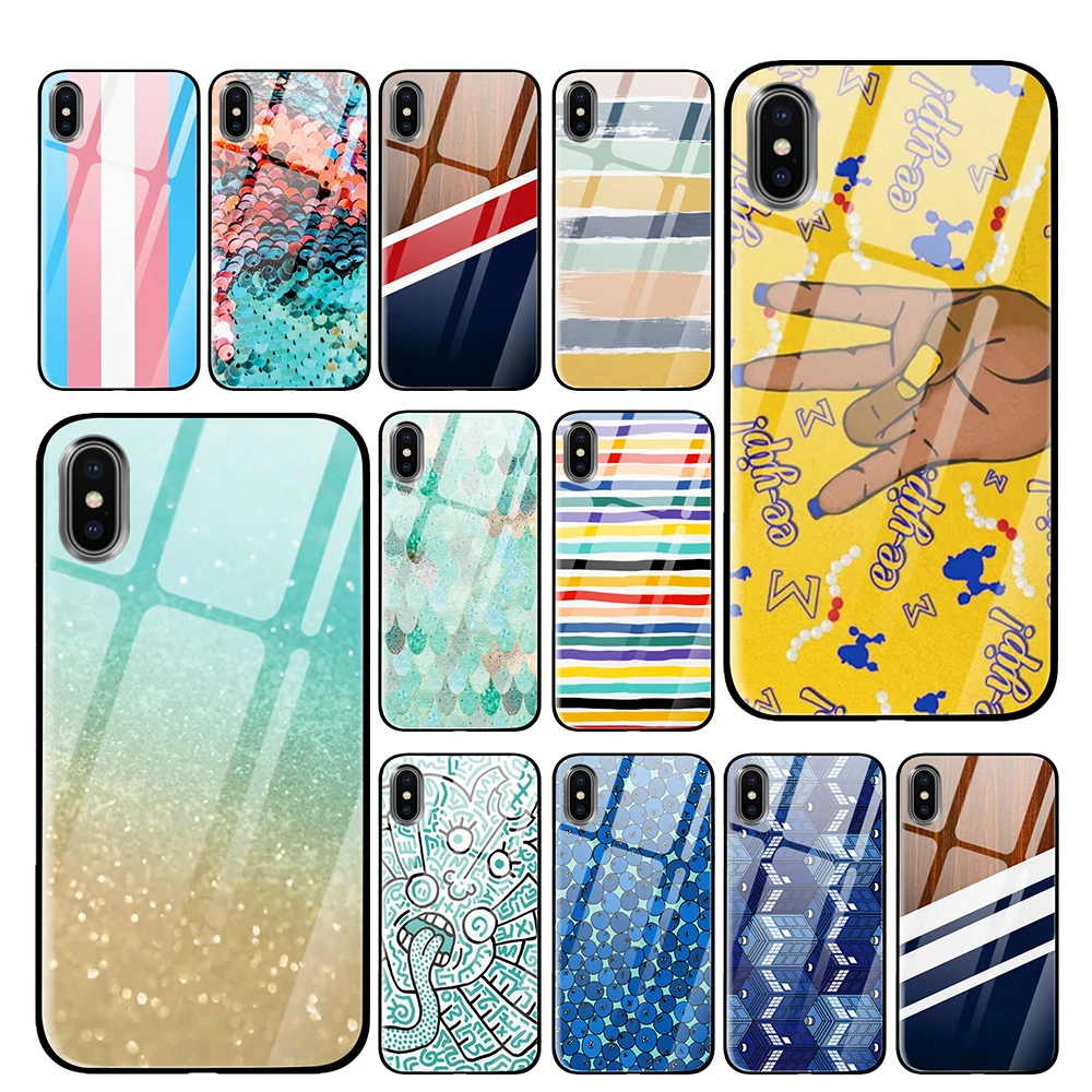 Летние синие чехлы для телефонов iPhone 5 5S SE 6 6s 7 8 Plus X XS Max XR из закаленного