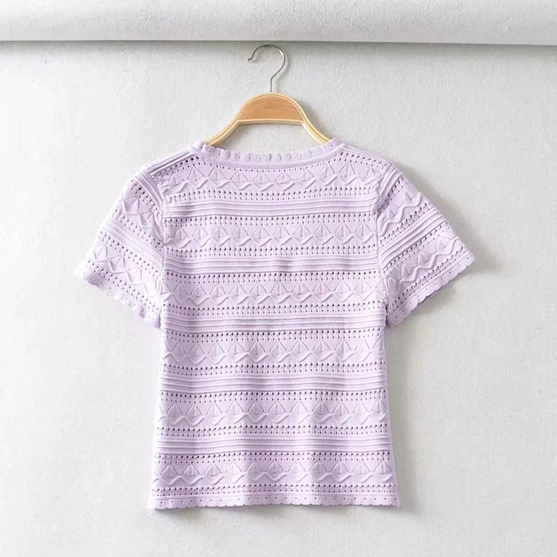 Женская трикотажная футболка с коротким рукавом и V-образным вырезом | одежда