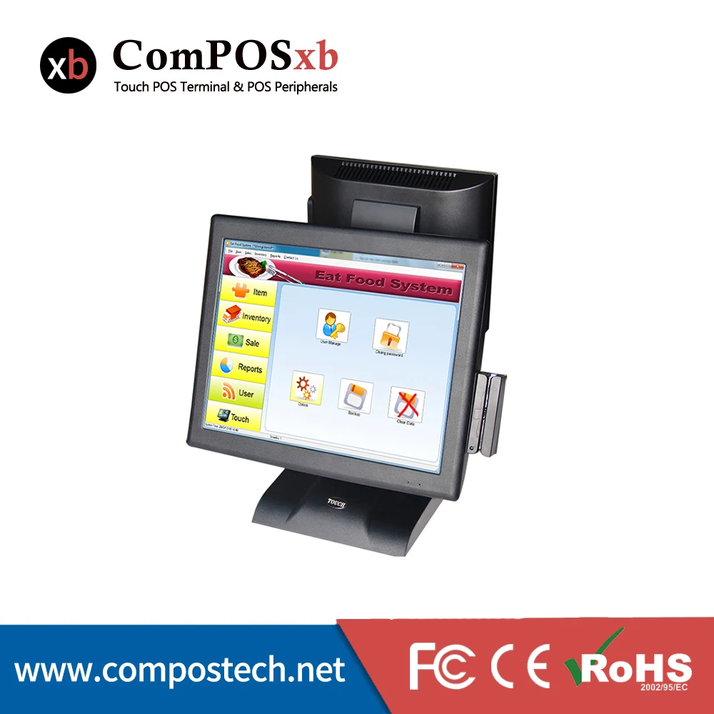 Прямая продажа с завода 15-дюймовый двухэкранный киоск для кассового аппарата