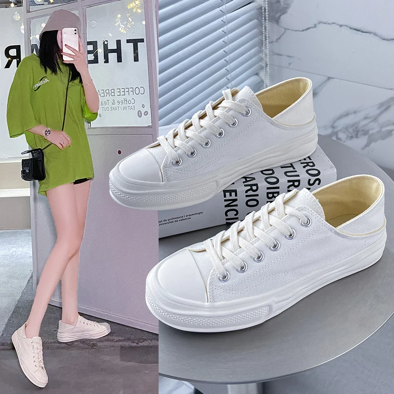 

Женские парусиновые туфли, Корейская версия, дышащие повседневные туфли для ленивых, маленькие белые туфли для студенток, Новинка лета 2021