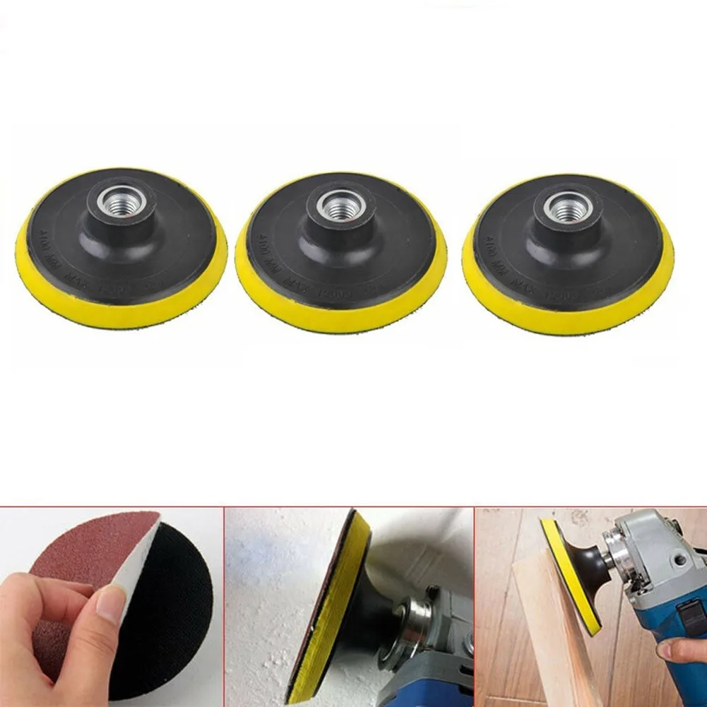 

3pc 4inch 125mm Backing Pad Disc Hook And Loop For Sander Angle Grinder M14 Hole Power Tools