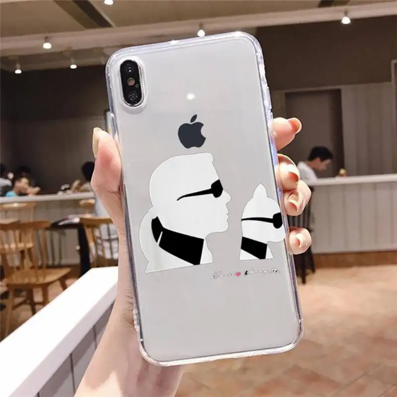 

Cartoon Letters Lagerfeld Brand Designer KARLs Phone Cases Transparent Case For Iphone 6 6s 7 8 Plus XR X XS 11 12 Pro Max