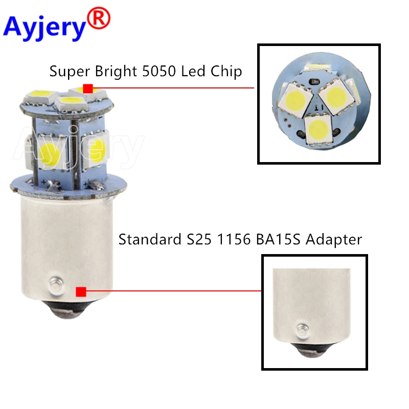 AYJERY 100X S25 1156 BA15S 1157 BAY15D 5050 8 SMD Поворотная лампа стоп-сигнал Задний сигнал