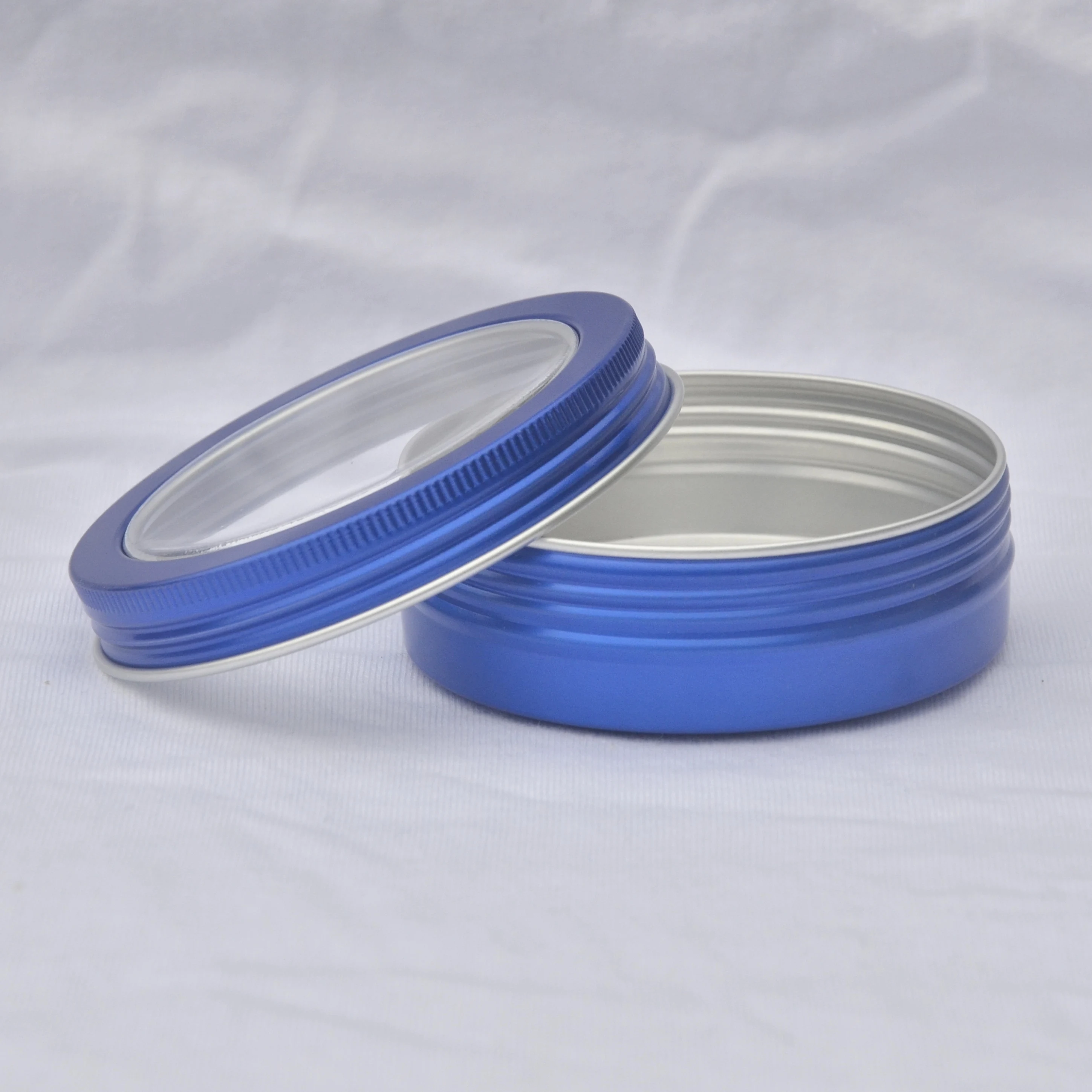 Пустые Голубые алюминиевые банки с винтовой резьбой 50 шт. 100 мл прозрачные из ПВХ