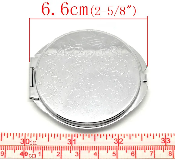 Portable Women Stainless Steel Makeup Mirror Hand Pocket Folded-Side Cosmetic Make Up Small Various Shapes Double | Дом и сад