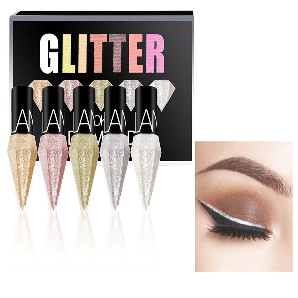 

5pc Glitter For Eyes Waterproof Liner Pen Cosmetics Woman Makeup Long-lasting Liquid Eyeliner Pencil Highlighter Face Wholesale