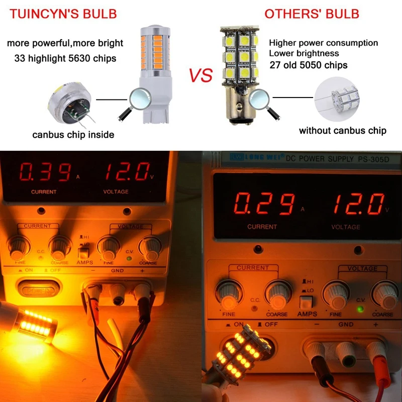 2x 7443 T20 LED Bulbs Amber Yellow 900 Lumens Turn Signals Light &amp 2Pcs T15 W16W Backup Bulb 920 921 912 | Автомобили и