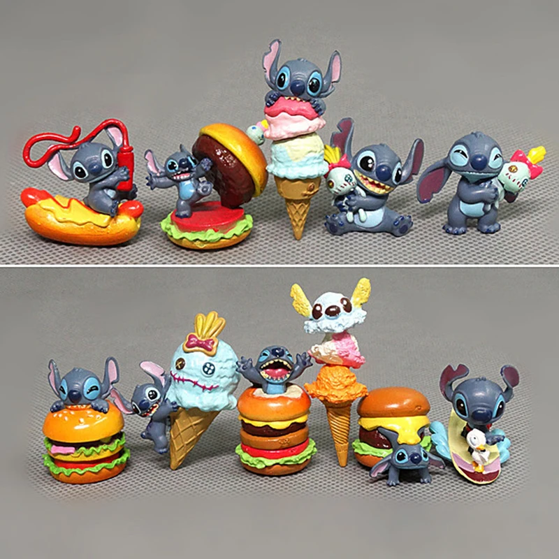 11 шт. Дисней Лило и Стич мультяшный мини стежок с гамбургером мороженое модель