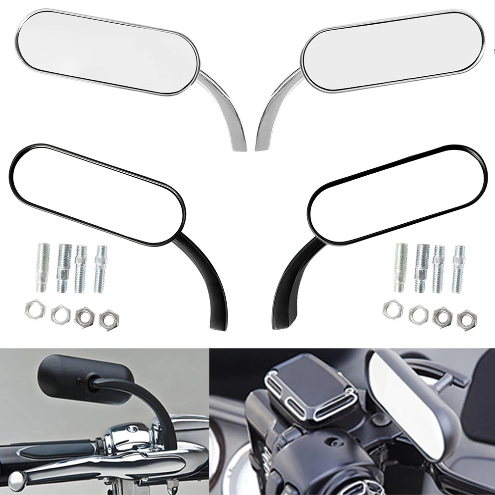 

Motorcycle Left +Right Mini Oval Mirror 8mm&10mm Black Mirrors For Harley Touring Electra Glide Dyna Fatboy Softail Sportster XL