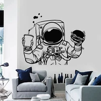 spaceman wall decal cosmonaut space burger drink fast food vinyl window stickers kids boys bedroom nursery creative m5118