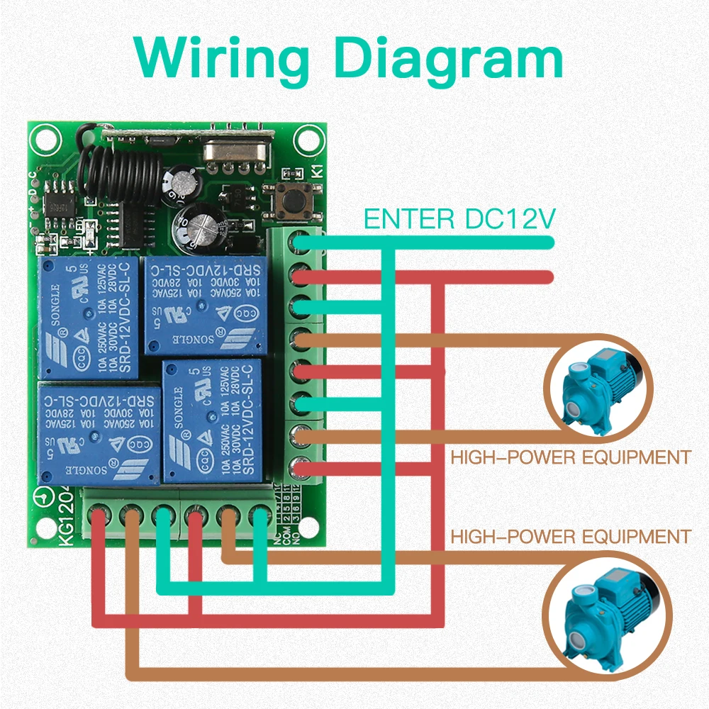 433 МГц Универсальный беспроводной пульт дистанционного управления DC 12 В 4 банды