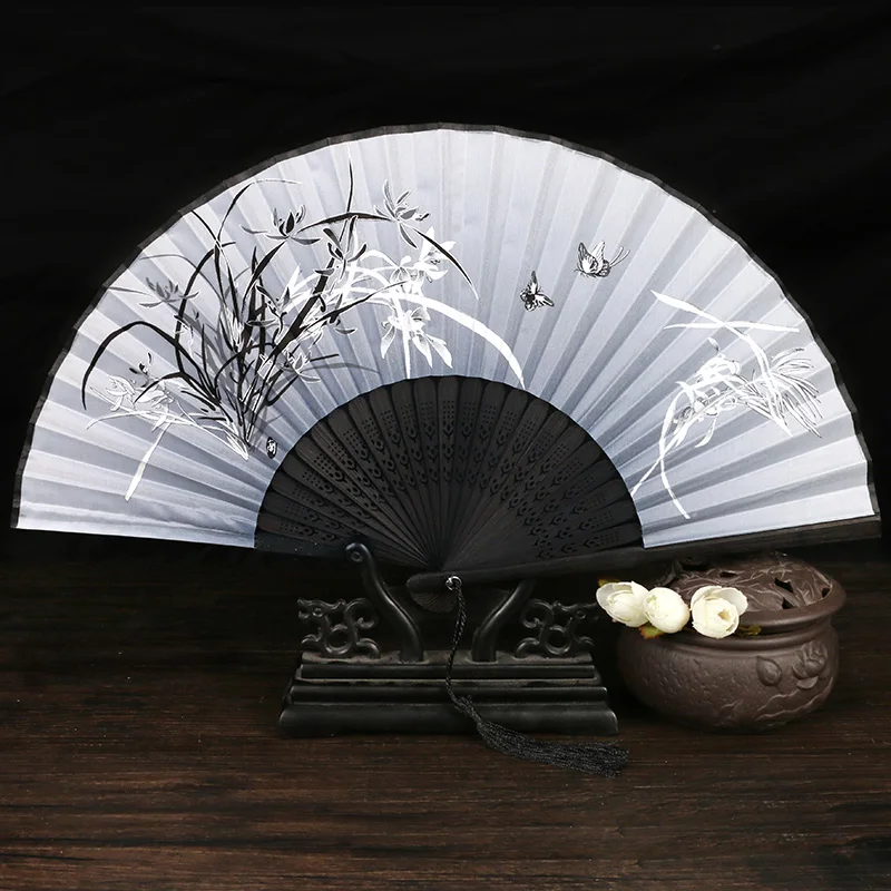 

Ancient Style Tassel Fan Folding Fan Women's Chinese Style Han Costume Accessories Dance Classical Folding Gilding Fan Portable