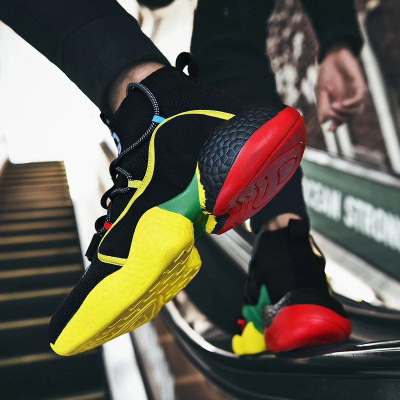 Мужские кроссовки-носки модные мужские кроссовки высокие Легкая сетчатая обувь