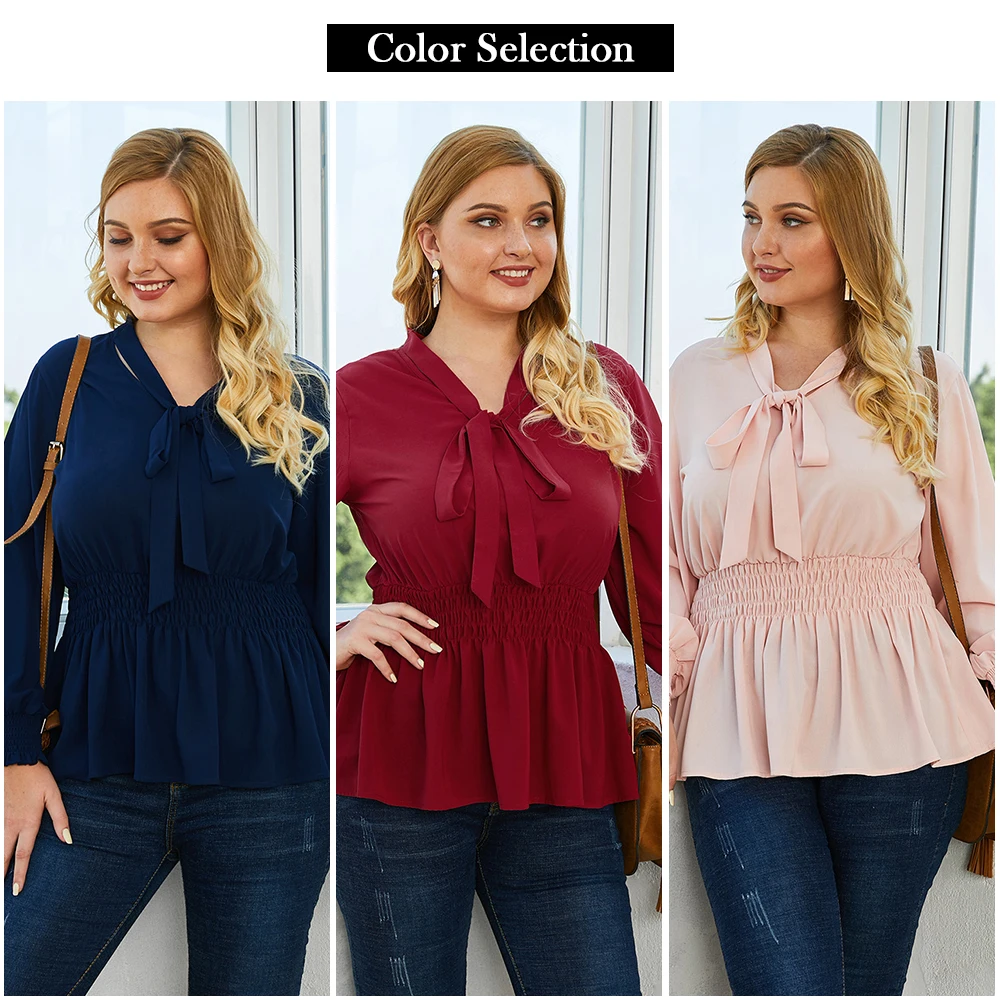 Элегантная женская рубашка размера плюс на весну 2020 однотонная тонкая розовая