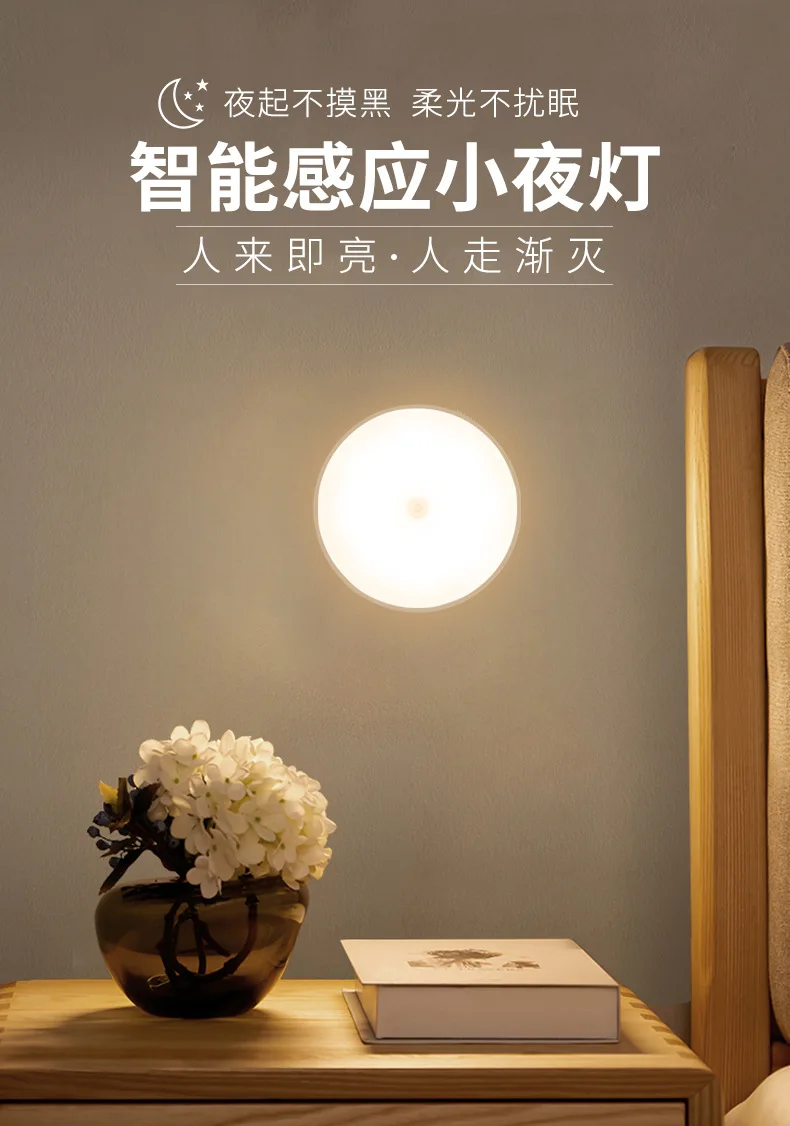 

Purchase Wholesale Smart Human Body Small Induction Night Lamp Wardrobe Light Hallway Stair Light USB Charging Night Light