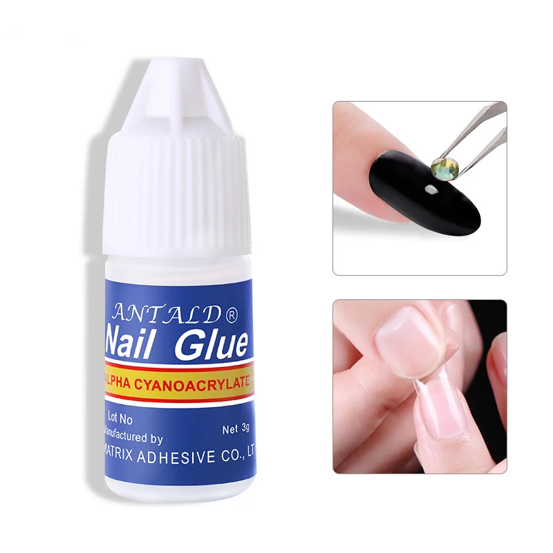 

5pcs*3g Fast Drying Nail Art Glue Tips Glitter UV Acrylic Rhinestones Decorations Nail Glue False Tips Faux Ongle Manicure Tools