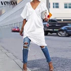 Женские вечерние топы VONDA, асимметричные рубашки в богемном стиле, Повседневная Свободная пикантная блузка с рукавом-фонариком, лето 2021