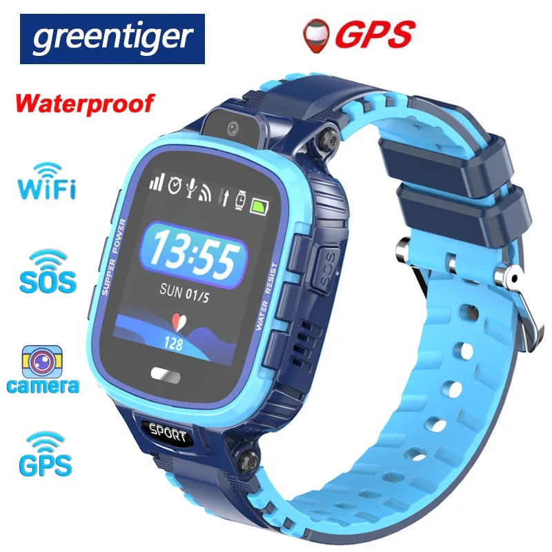 Greentiger gps wifi SOS Смарт-часы Дети IP67 Водонепроницаемый трекер камера для безопасности смарт-дети мониторинг положения часы VS Q90 Q50