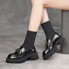 Женские туфли-лодочки из искусственной кожи, на платформе и блочном каблуке, с цепочкой и круглым носком, Размеры 35-40, 2021