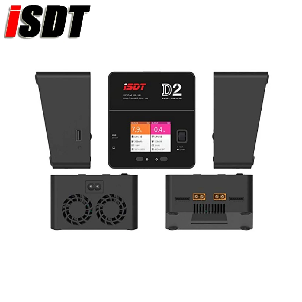 ISDT D2 200 Вт 24A AC двухканальный выход умное зарядное устройство с ЖК-дисплеем для