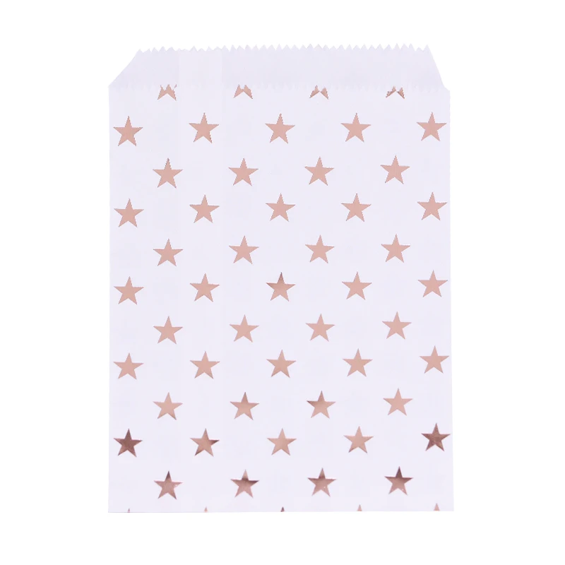 25pcs rose gold star 25pcs Kraft Paper Bags Treat Candy Bag Chevron Polka Dot Bags for Wedding Birthday Xmas New Year Party Favors Supplies Gift Bags - Цвет: 25pcs rose gold star