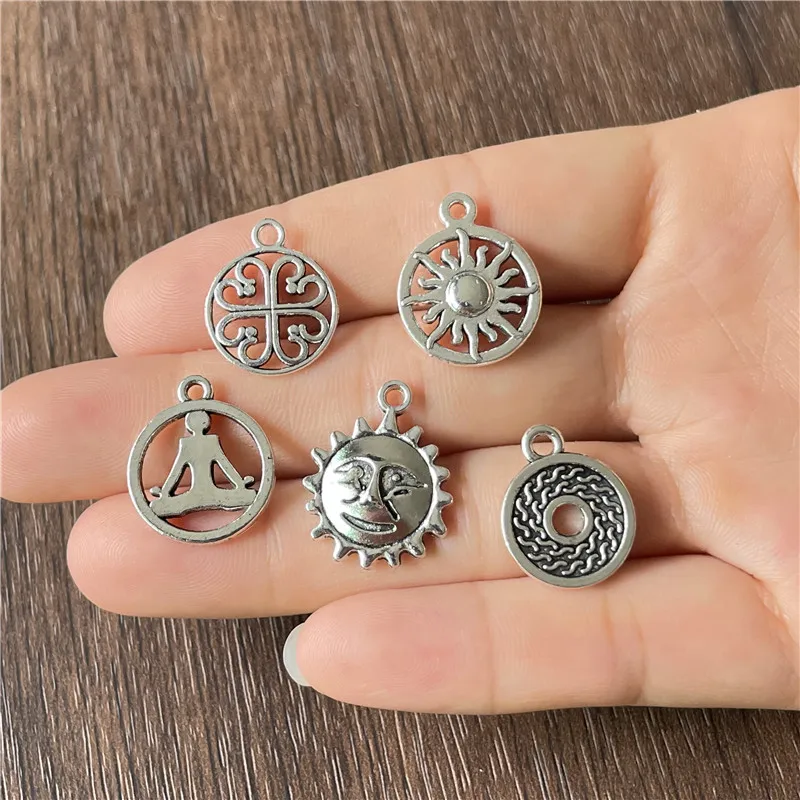 

JunKang alloy antique Tibetan silver with ethnic style bracelet pendant DIY making jewelry connector supplies accessories