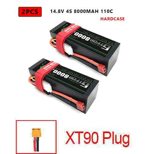 2PCS4S8000HARDXT90 DXF Lipo батарея 4S 8000mah 8400mah 14,8 V 110C 220C Hardcase для 1/8 1/10 масштаб Электрический радиоуправляемый Багги Truggy гусеничный автомобиль - Цвет: 2PCS4S8000HARDXT90