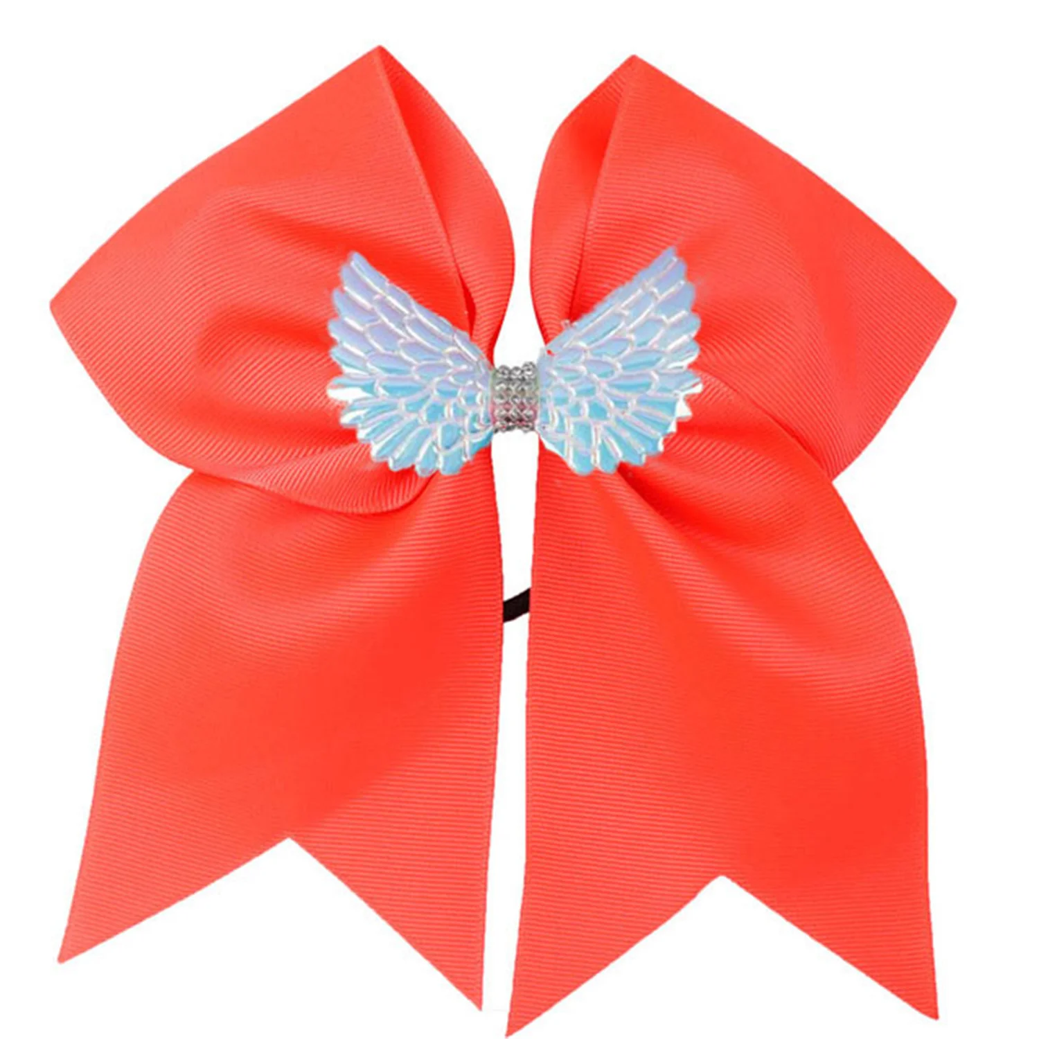 

NEW 2pcs/ 7inch angel wings Hair Bow Girls Solid Cheer Bow With Elastic Band Cheerleader Hair Bands For Kids Hair Accessories