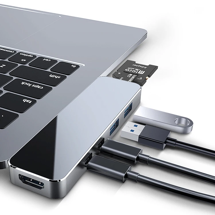 

ILEPO USB C HUB USB HUB to USB 3.0 Adapter for MacBook Pro Air HUB Thunderbolt 3 Dock RJ45 USB Splitter Dual Type C HUB