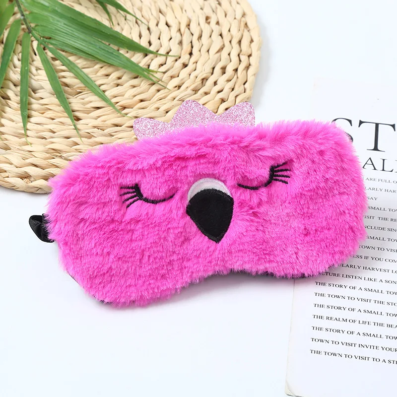 Soft Plush Eye Masks Silk Love Flamingo Cover Rabbit Sleeping Mask Eyepatch Cartoon Nap Shade Blindfold Super |