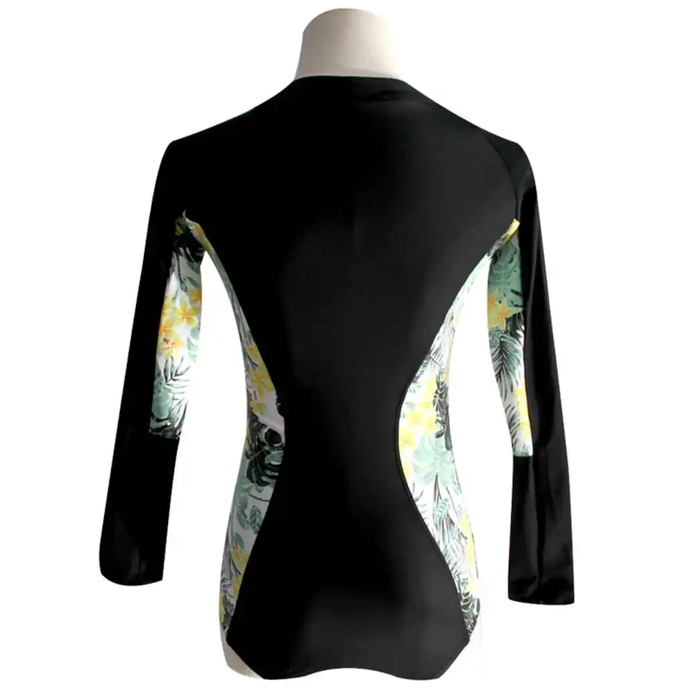 Женский купальный костюм с длинным рукавом цветочным принтом слитный купальник