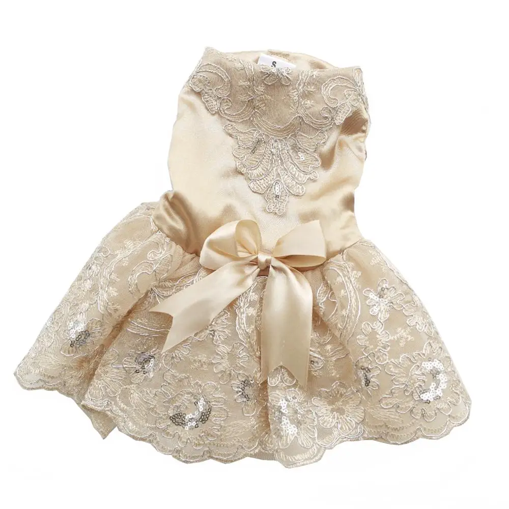 

Luxury Princess Dog Wedding Dress Lace Pet Cat Tulle Teddy Skirt for Small Puppy