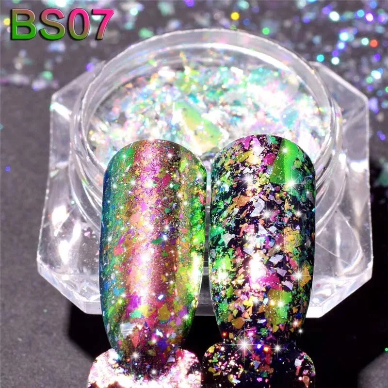 0,2 г/кор. лазерный блеск Galaxy Holo чешуйчатый Радужный дизайн ногтей голографические блестки порошок блестки