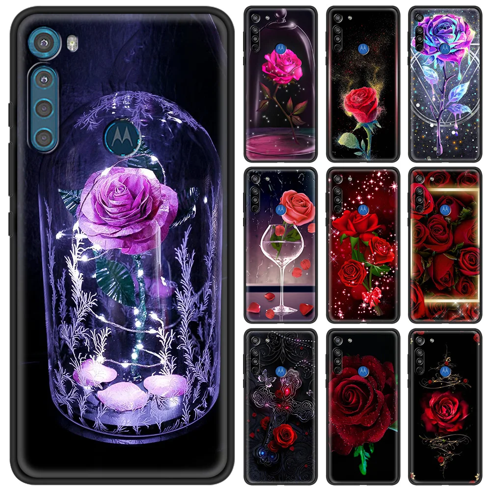 

Red Roses Silicone TPU Case for Motorola G8 G9 Power G10 G30 One Fusion Edge G Stylus E6S Play Plus Phone Cover Shell