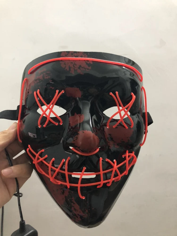 Halloween EL Mask Purge Masks Election Mascara Costume DJ Party Light Up Masks Glow In Dark Movie Cosplay Payday Mask