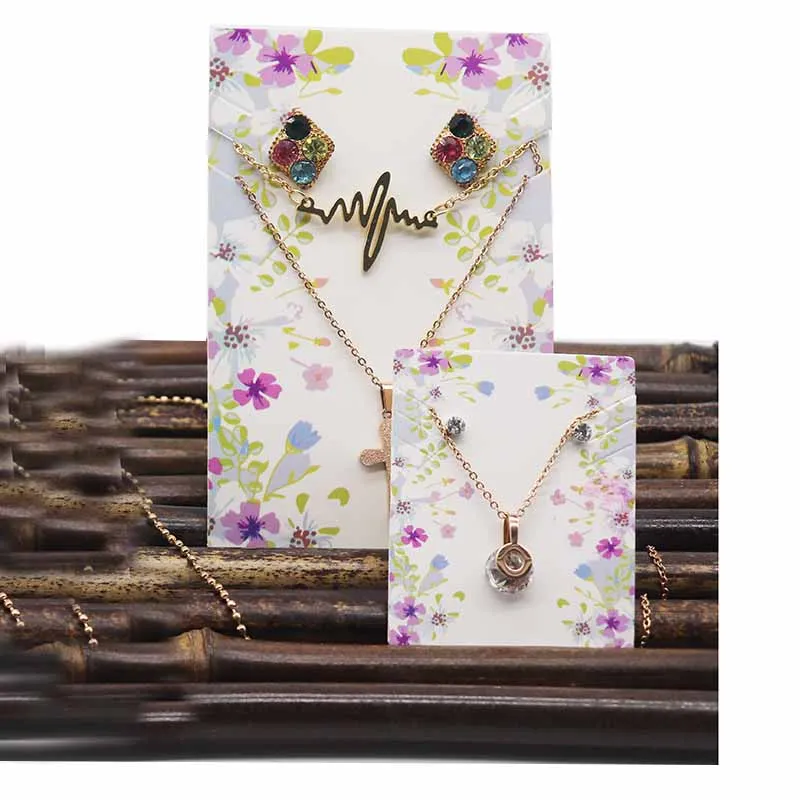 10 шт./лот комплект из ожерелья и серег с цветочным узором бирка для упаковки