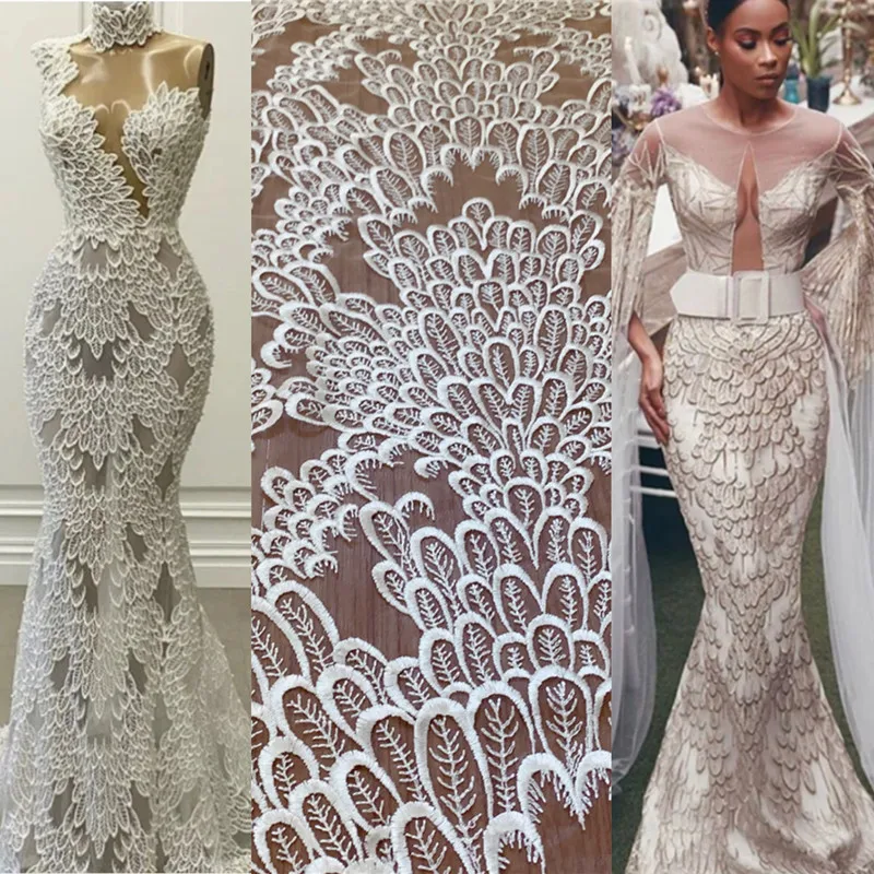 Высококачественная Белая вышитая сетка новейшая модель 2020 года ширина 130 см